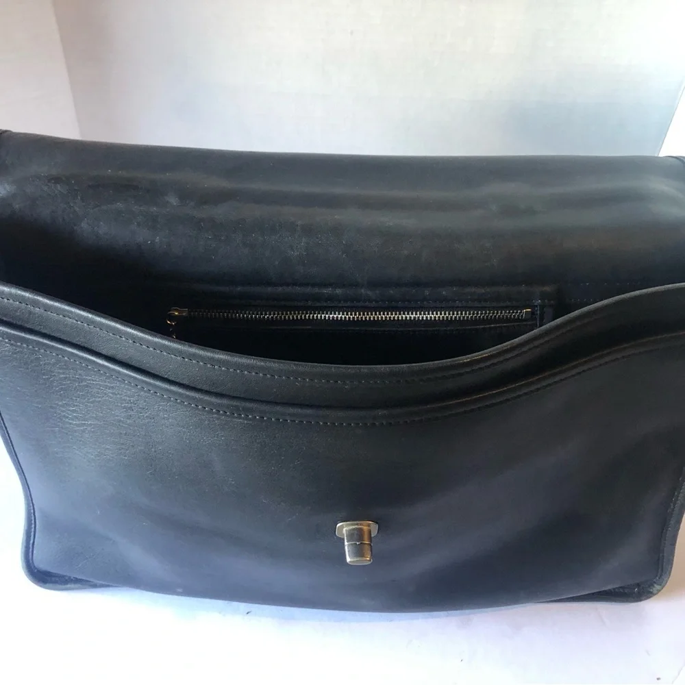 Coach Black Leather Briefcase with Turnlock